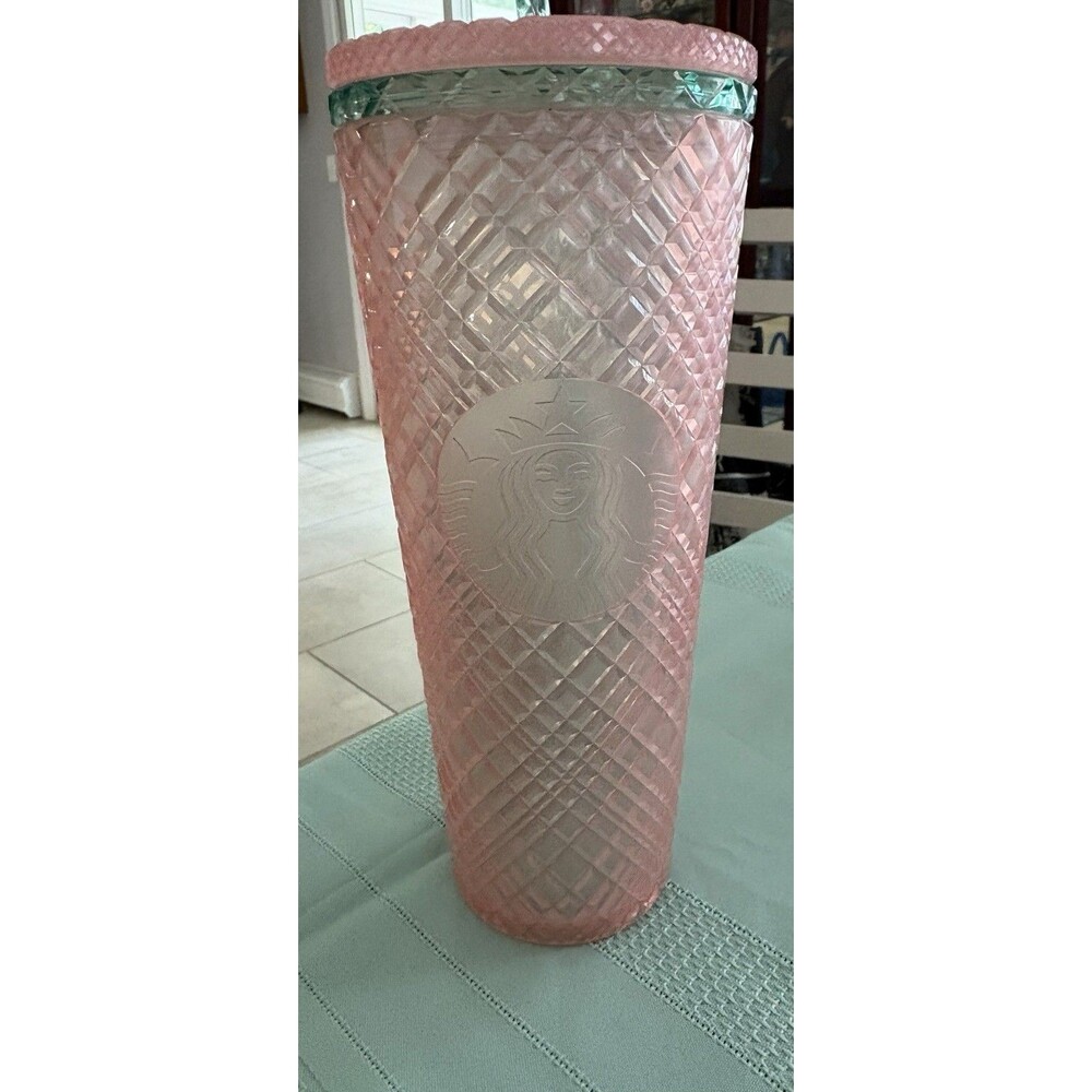2021 Starbucks Pink Jeweled Venti Tumbler 24oz Cold Cup Special Edition Glass